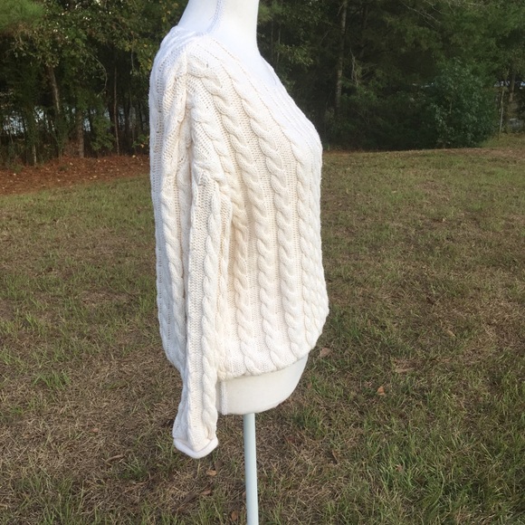 Vintage Cream Cable Knit Sweater Sz Medium - Picture 3 of 6